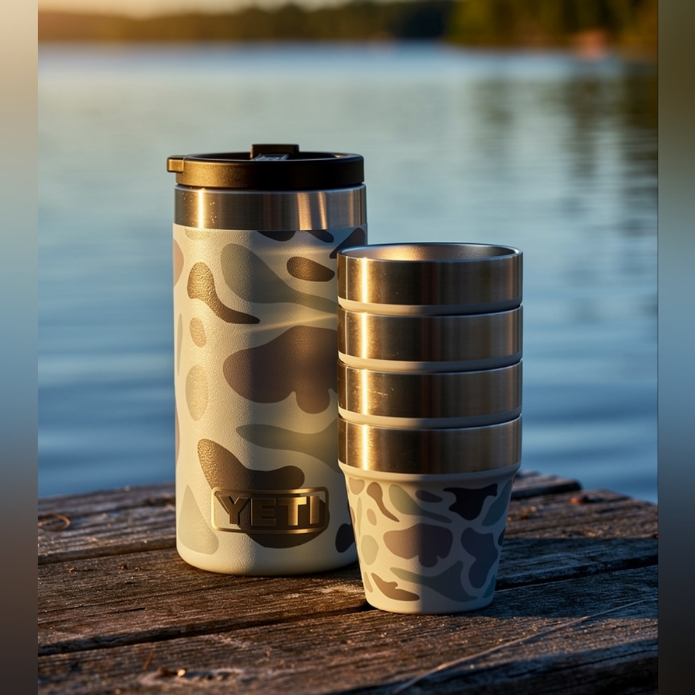 Yeti Shot Glasses & Case “Blue Camo” NEW